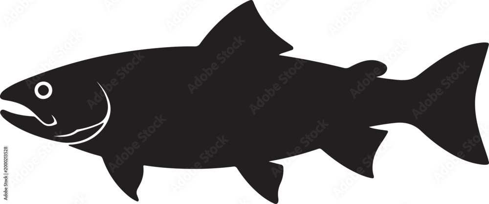 Fototapeta premium Fish Silhouette – Animal Black Vector Illustration