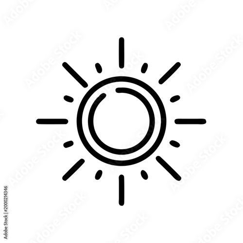 Sun icon symbol representing daylight weather warmth energy and bright shining celestial body.