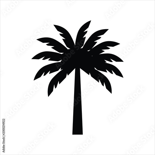 Palm tree silhouette during summer with tropical vibes Vector Illustration Isolated on white background