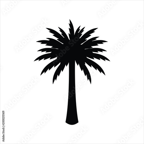 Stylized palm tree silhouette for tropical themes and summer concepts Isolated on white background