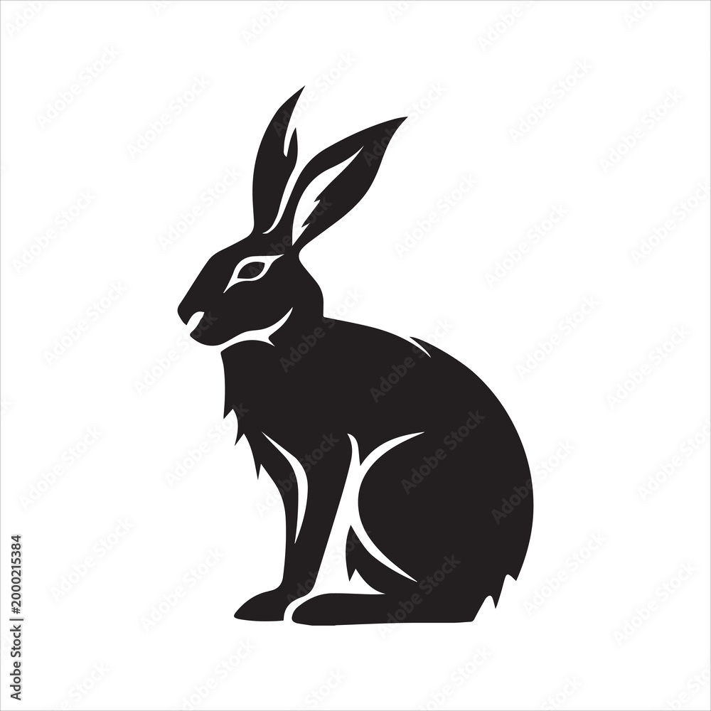 Obraz premium rabbit hare abstract logo black silhouette vector