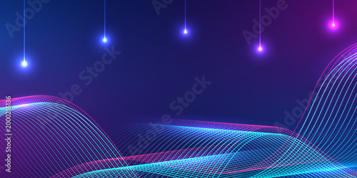 Abstract digital wave background. Technology virtual reality high-speed internet data future technology and artificial intelligence.