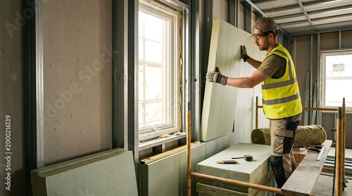 Technician monitoring smart energy dashboard in modern smart home interior
