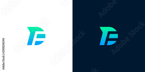 Elegant and Modern Lettermark Logo Design Featuring Intertwined 'D' and 'E' Characters with a Smooth Gradient Transition