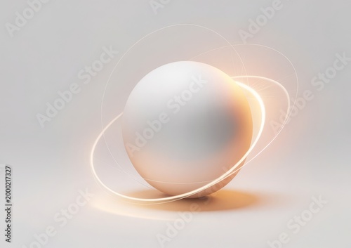 Luminous white sphere with glowing orange rings glowing sphere