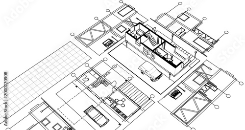 house with consoles plan 3d illustration	
