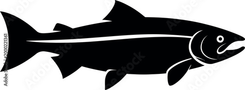 Simple fish silhouette with bold shape isolated on white background minimal vector illustration aquatic animal icon clean design