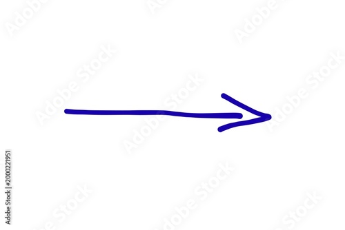Blue Marker Arrow Pointing Right Isolated on White Background
