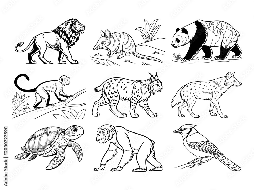 Fototapeta premium the animal bridge and flower black vector bundle