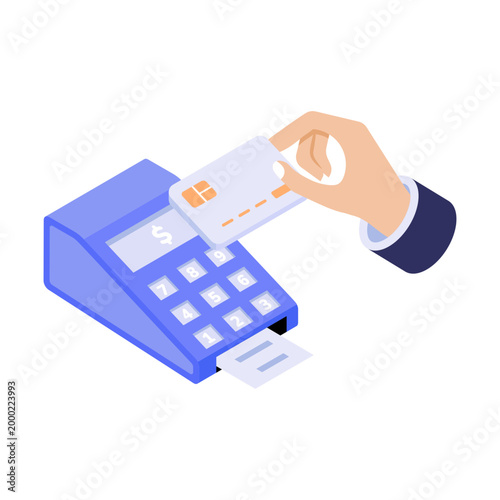 Isometric style illustration of pos payment

