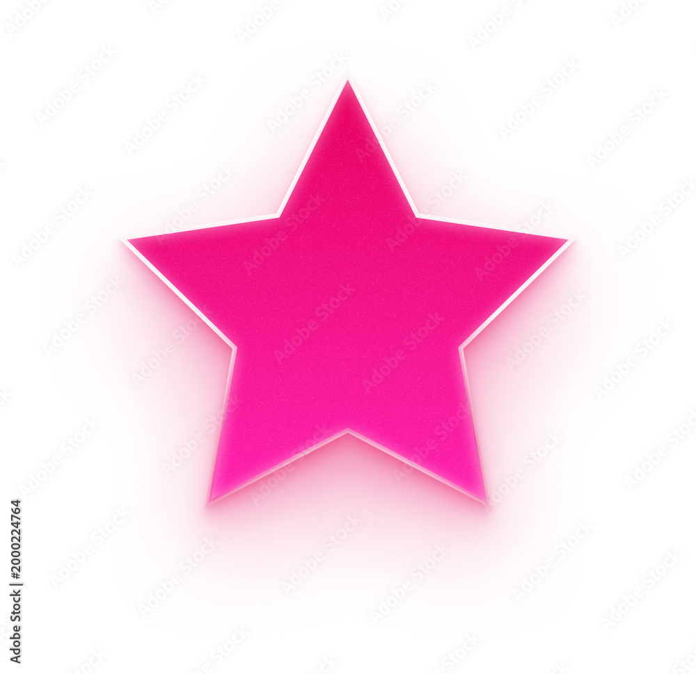 Obraz premium Pink neon 3d rating star icon for reviews and favorite items