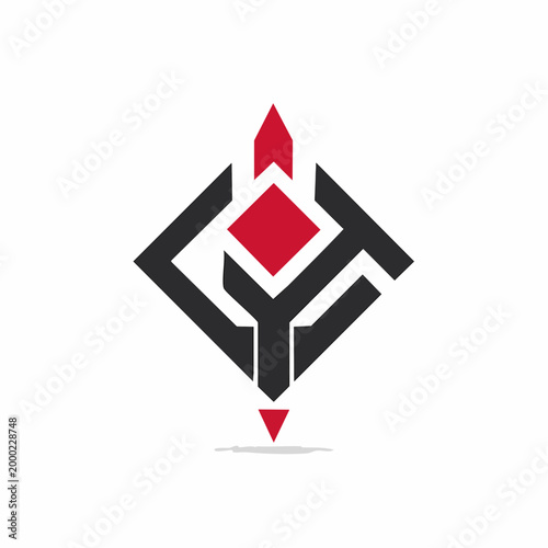 Free Download Abstract Geometric Logo with Red Diamond and Black Lines - GFXLoad