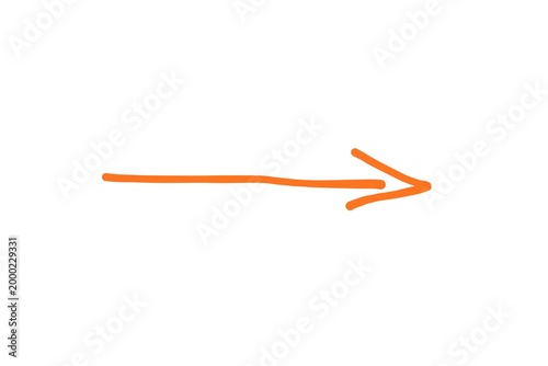 Orange Marker Arrow Pointing Right Isolated on White Background