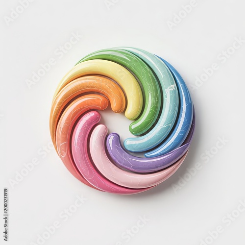 Pastel rainbow swirl on white background, gradient light