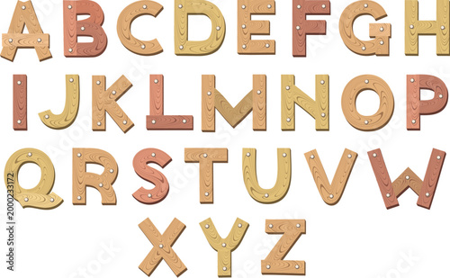 Wooden board uppercase letters