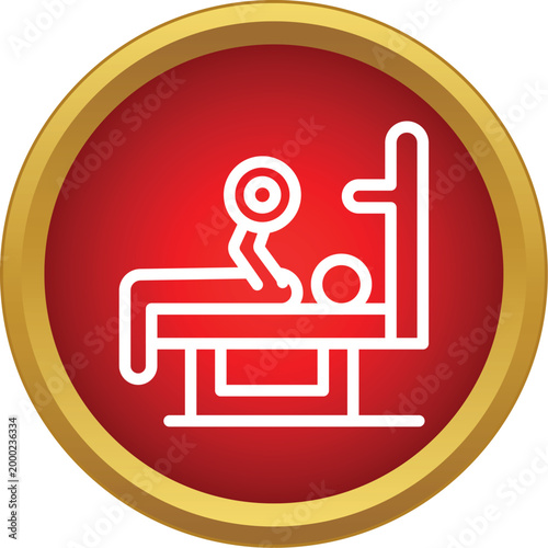 Person exercising on a bench press machine, lifting weights for fitness and strength training