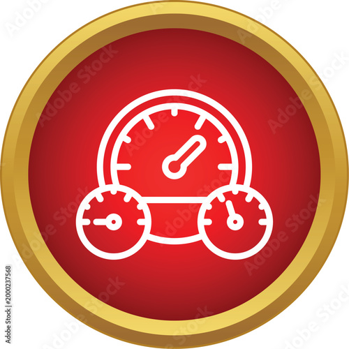 Car dashboard displaying a speedometer and smaller auxiliary gauges