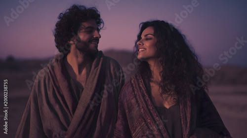 Joseph Betrothed to Mary Before the Birth of Jesus. Biblical Story Scene