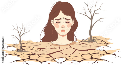 dry cracked land drought creative illustration