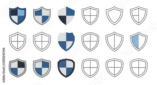 Collection of Shield Icons: Security, Protection, Emblem and Badge Designs
