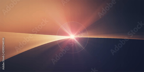 Abstract sunburst with an eye-catching bright light ray creates a sense of optimism and hope.