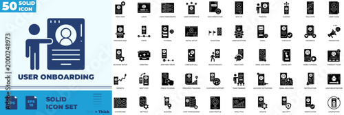 User Onboarding Solid Editable Icons set