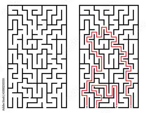 Labyrinth game. Maze or puzzle design. Find the way and right solution for exit. Vector