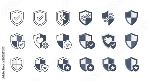 Shield Icons Set: Security, Protection, Safety, Trust, and Quality Badges Collection
