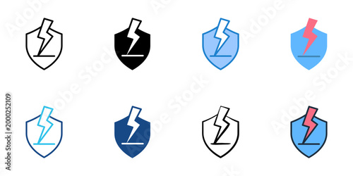 Power surge icons set multiple style collection. Editable stroke 
