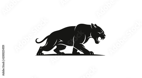 Modern Black Panther Head Mascot Vector Logo Isolated on White