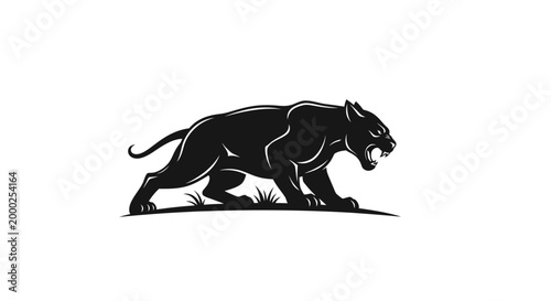 Modern Black Panther Head Mascot Vector Logo Isolated on White