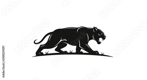 Modern Black Panther Head Mascot Vector Logo Isolated on White