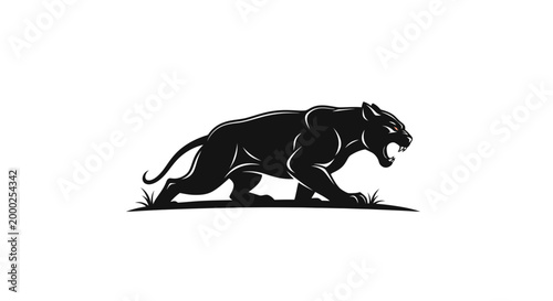 Modern Black Panther Head Mascot Vector Logo Isolated on White