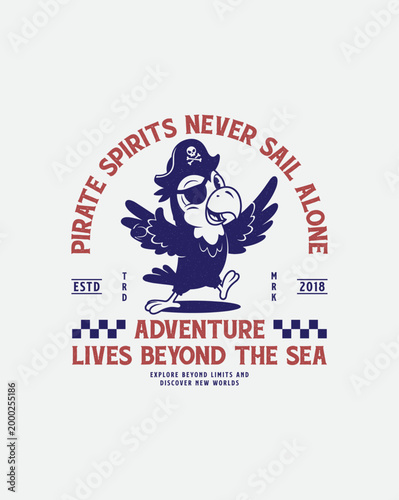 Cartoon Pirate Parrot Character Illustration.