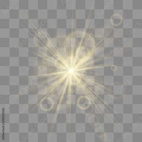 Bild auf Leinwand Golden sun icon glows with glossy shine and luminous highlights