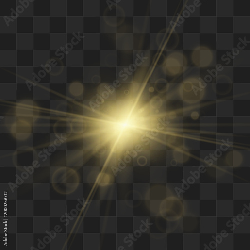 Foto Bright sun sparkles with golden highlights and warm luminous glow