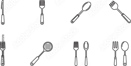 Black and white line of medical and surgical tools set