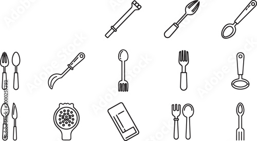 Black and white line of people, tools, and line people