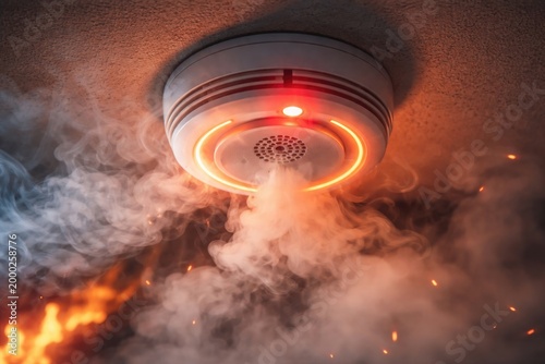 Ceiling based smoke sensor alerts for fire safety detection