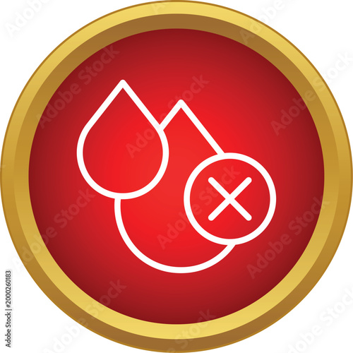 Red circle icon outlining two blood drops with one crossed out, symbolizing no bleeding