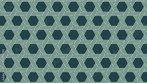 シンプルな三本線の籠目のパターン　縁起の良い和柄　和風の背景装飾イラスト　日本の伝統文様　魔除け　厄除け