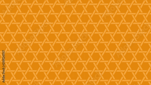 黄色い籠目のパターン　縁起の良い和柄　和風の背景装飾イラスト　日本の伝統文様　魔除け　厄除け