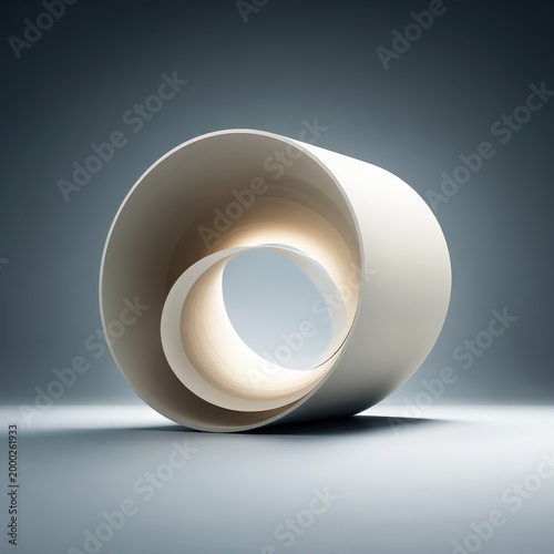Elegant white sculpture with lighted interior circular design