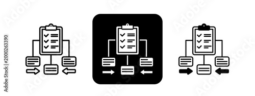 Task Prioritization Solid color and black line drawing vector illustration set