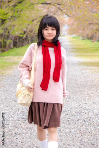 Young Woman Wearing Scarf Outdoors