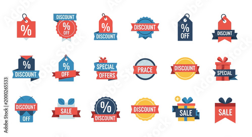 Discount Sale Tags and Labels Collection - Special Offers, Percent Off, Price Reduction