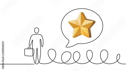 Person giving positive feedback with a star rating illustration Vector
