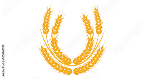 Golden wheat ears, wheat sheaf, yellow grain icons, agricultural symbols