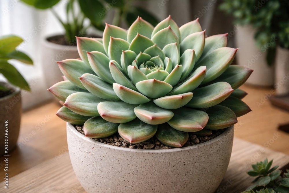 Fototapeta premium Beautiful container-grown succulent plant ideal for indoor decor