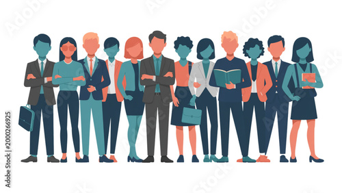 Diverse group of happy people standing together in colorful casual clothes Vector